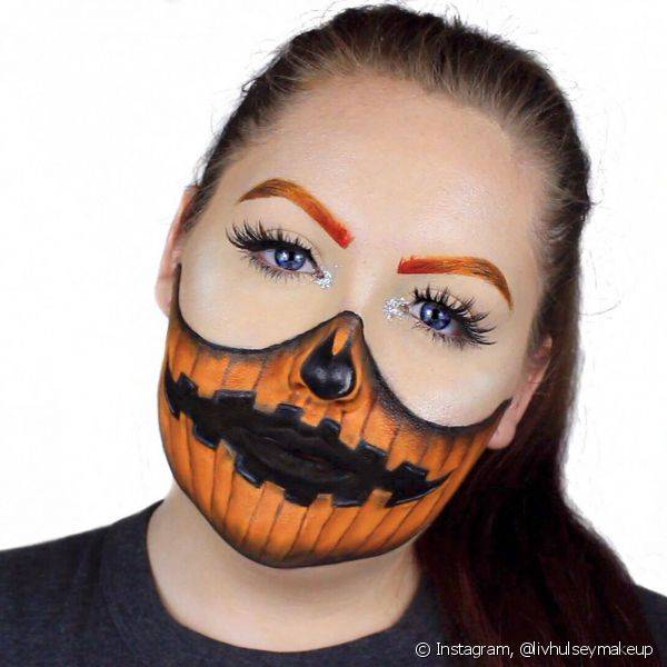 A make de abóbora é tendência e tem tudo a ver com o Halloween (Foto: Instagram @livhulseymakeup)